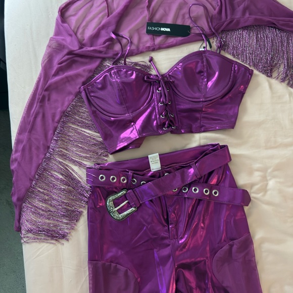Fashion Nova Purple Fringe Cowgirl Costume set - Picture 4 of 7